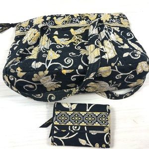 Black/Yellow Vera Bradley floral quilted bag set